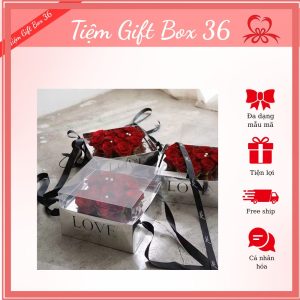 hộp quà hoa sáp vuông lõi hình trái tim