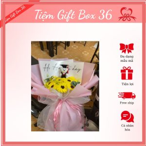 Hoa sáp hướng dương gấu bông
